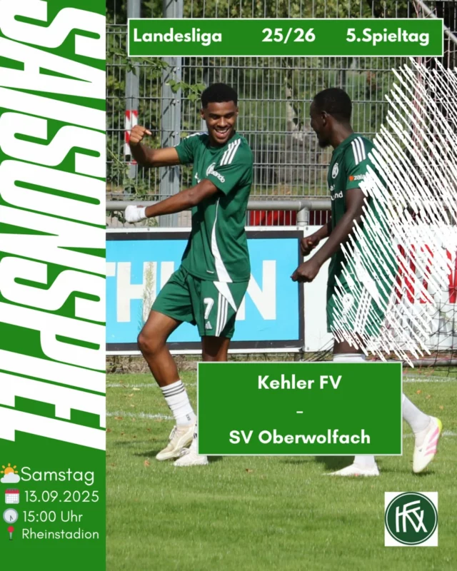 Am Samstag empfangen wir den @svoberwolfach_1948 

Personell müssen wir umstellen aber wir sind fest davon überzeugt ,dass wir die ersten 3 Punkte zu Hause mitnehmen💪🏻💚🤍

#nurderkfv #heimspiel #rheinstadion